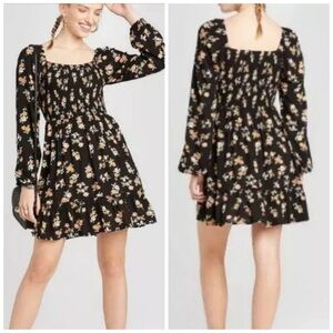 Xhilaration Women Medium Dress Smock Mini Black Floral Rose Lightweight New ✨